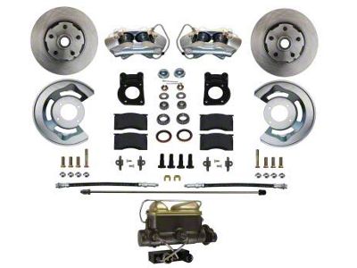 LEED Brakes Manual Front Disc Brake Conversion Kit with Vented Rotors; Zinc Plated Calipers (62-69 Fairlane)