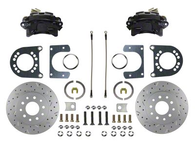 LEED Brakes Rear Disc Brake Conversion Kit with MaxGrip XDS Rotors; Black Calipers (55-76 Fairlane, Montego, Torino)