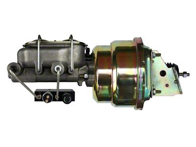 LEED Brakes 7-Inch Dual Power Brake Booster with 1-1/8-Inch Dual Bore Master Cylinder and Combo Valve; Zinc Finish (70-81 Firebird)