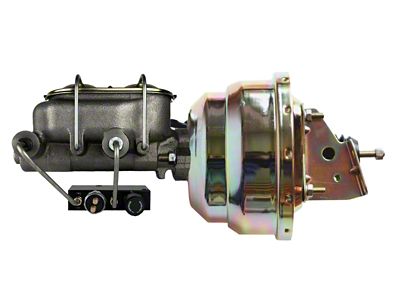 LEED Brakes 8-Inch Dual Power Brake Booster with 1-1/8-Inch Dual Bore Master Cylinder and Combo Valve; Zinc Finish (70-81 Firebird)