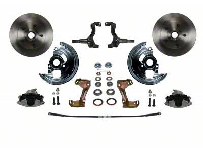 LEED Brakes Front Spindle Mount Disc Brake Conversion Kit with Vented Rotors; Zinc Plated Calipers (67-69 Firebird)