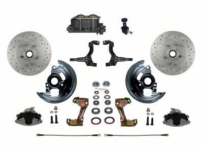 LEED Brakes Manual Front Disc Brake Conversion Kit with MaxGrip XDS Rotors and Adjustable Valve; Zinc Plated Calipers (67-69 Firebird)