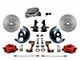 LEED Brakes Manual Front Disc Brake Conversion Kit with Chrome Master Cylinder, Adjustable Valve, 2-Inch Drop Spindles and MaxGrip XDS Rotors; Red Calipers (67-69 Firebird)