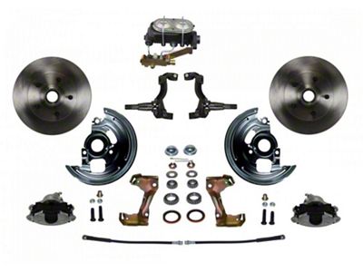 LEED Brakes Manual Front Disc Brake Conversion Kit with Vented Rotors and Side Mount Valve; Zinc Plated Calipers (67-69 Firebird w/ 4-Wheel Disc Brakes)