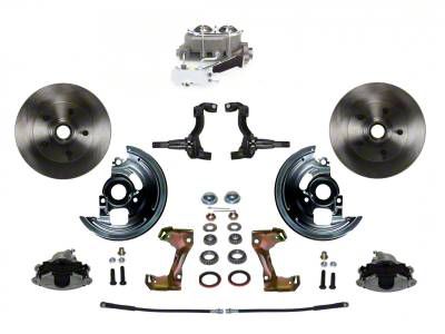 LEED Brakes Manual Front Disc Brake Conversion Kit with Chrome Top Master Cylinder, Side Mount Valve and Vented Rotors; Zinc Plated Calipers (67-69 Firebird w/ Front Disc & Rear Drum Brakes)