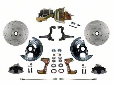 LEED Brakes Power Front Disc Brake Conversion Kit with 8-Inch Booster, Side Mount Valve and MaxGrip XDS Rotors; Zinc Plated Calipers (67-69 Firebird w/ 4-Wheel Disc Brakes)