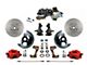 LEED Brakes Power Front Disc Brake Conversion Kit with 9-Inch Brake Booster, Side Mount Valve, 2-Inch Drop Spindles and MaxGrip XDS Rotors; Red Calipers (67-69 Firebird w/ Front Disc & Rear Drum Brakes)