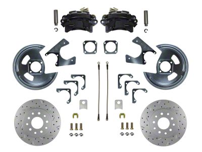 LEED Brakes Rear Disc Brake Conversion Kit with MaxGrip XDS Rotors; Black Calipers (1967 Firebird)