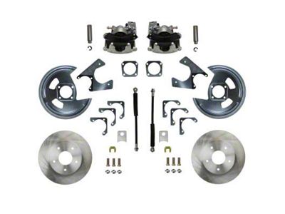 LEED Brakes Rear Disc Brake Conversion Kit with Vented Rotors; Zinc Plated Calipers (1967 Firebird)