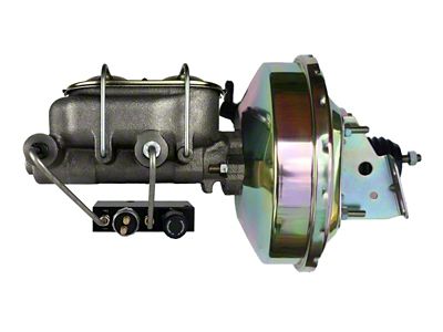 LEED Brakes 9-Inch Single Power Brake Booster with 1-1/8-Inch Dual Bore Master Cylinder and Combo Valve; Zinc Finish (70-81 Firebird)