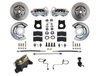 LEED Brakes Front Disc Brake Conversion Kit with Vented Rotors; Zinc Plated Calipers (1970 Mustang w/ Front Drum Brakes)