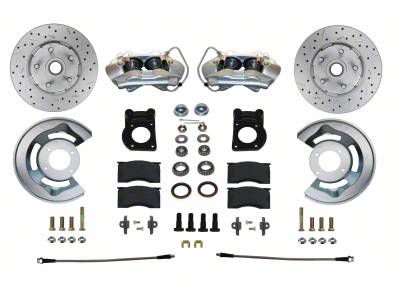 LEED Brakes Front Spindle Mount Disc Brake Conversion Kit with MaxGrip XDS Rotors; Zinc Plated Calipers (64-69 V8 Mustang)