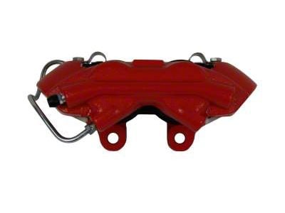 LEED Brakes Loaded 4-Piston Brake Caliper with Semi-Metallic Brake Pads; Front Passenger Side; Red (64-66 Mustang)