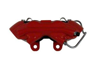 LEED Brakes Loaded 4-Piston Brake Caliper with Semi-Metallic Brake Pads; Front Driver Side; Red (64-66 Mustang)