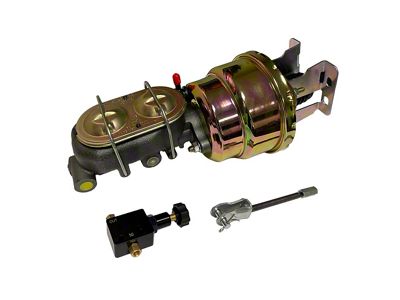 LEED Brakes 7-Inch Dual Power Brake Booster with 1-1/8-Inch Dual Bore Master Cylinder and Adjustable Valve; Zinc Finish (55-57 150, 210, Bel Air, Nomad)