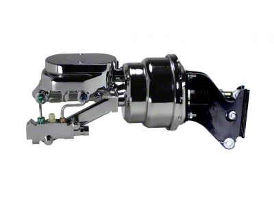 LEED Brakes 7-Inch Dual Power Brake Booster with 1-1/8-Inch Dual Bore Flat Top Master Cylinder and Side Mount Valve; Chrome Finish (67-72 Blazer, C10, Jimmy, K10 w/ 4-Wheel Disc Brakes)