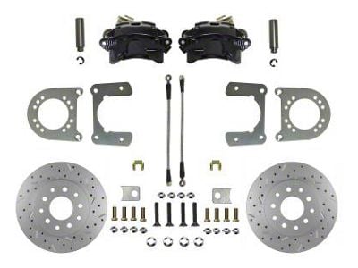 LEED Brakes Rear Disc 5-Lug Brake Conversion Kit with MaxGrip XDS Rotors; Black Calipers (63-87 C10, C15)