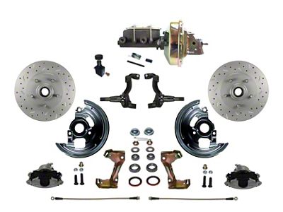 LEED Brakes Power Front Disc Brake Conversion Kit with 9-Inch Brake Booster, Adjustable Proporting Valve and MaxGrip XDS Rotors; Zinc Plated Calipers (67-69 Camaro)