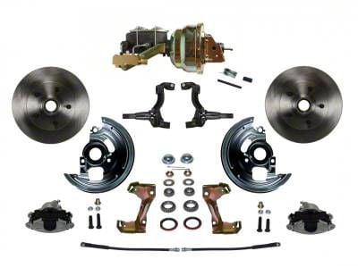 LEED Brakes Power Front Disc Brake Conversion Kit with 8-Inch Brake Booster, Side Mount Valve and Vented Rotors; Zinc Plated Calipers (64-72 GTO, LeMans, Tempest w/ Front Disc & Rear Drum Brakes)