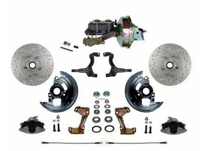 LEED Brakes Power Front Disc Brake Conversion Kit with 9-Inch Brake Booster, Side Mount Valve and MaxGrip XDS Rotors; Zinc Plated Calipers (70-72 Monte Carlo w/ Front Disc & Rear Drum Brakes)