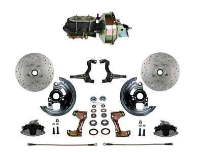 LEED Brakes Power Front Disc Brake Conversion Kit with 9-Inch Brake Booster, Bottom Mount Valve and MaxGrip XDS Rotors; Zinc Plated Calipers (69-72 El Camino w/ Front Disc & Rear Drum Brakes)