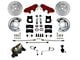 LEED Brakes 4-Piston Manual Front Disc Brake Conversion Kit with Master Cylinder, Adjustable Valve and MaxGrip XDS Rotors; Red Calipers (67-69 Mustang w/ Front Drum Brakes & 5-Lug)