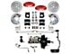 LEED Brakes MaxGrip Lite 4-Piston Power Front Disc Brake Conversion Kit with MaxGrip XDS Rotors; Red Calipers (1970 Mustang w/ Automatic Transmission & Front Drum Brakes)