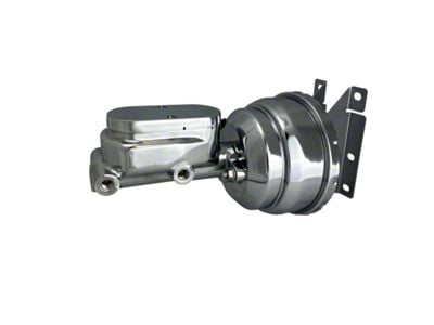 LEED Brakes Compact-10 Series 8-Inch Dual Power Brake Booster with 1-1/8-Inch Dual Bore Master Cylinder; Chrome Finish (73-91 Blazer, C10, C15, Jimmy, K10, K15)