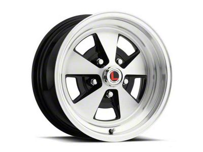 Legendary Wheel Flat 5 Gloss Black Machined Wheel; 15x7; 4.55mm Offset (60-71 Fairlane, Torino)