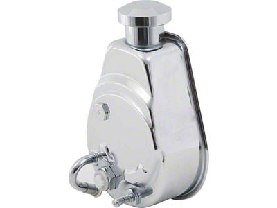 Power Steering Pump with A-Style Style Reservoir; Chrome (70-74 Biscayne, Brookwood, Caprice, Impala, Kingswood, Townsman)