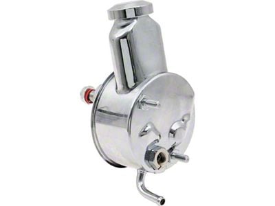 Power Steering Pump with Banjo Style Reservoir; Chrome (1969 Big Block V8 Biscayne, Brookewood, Caprice, Impala, Townsman)