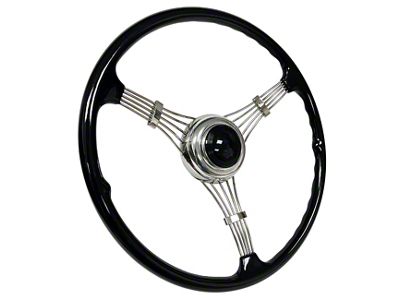 LimeWorks 16-Inch 1935 Style Banjo Steering Wheel with 3-Bolt Adapter; Black (28-31 Model A, Model AA)