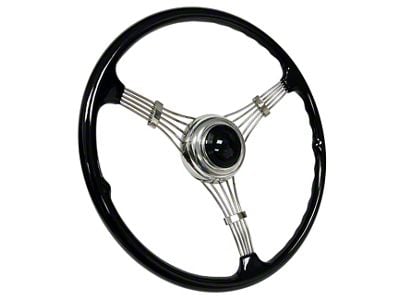 LimeWorks 16-Inch 1939 Style Banjo Steering Wheel with Taper and Key Adapter; Black (28-31 Model A, Model AA)