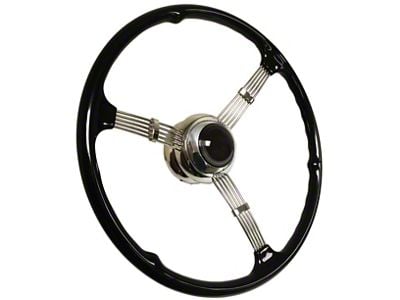 LimeWorks 16-Inch 1935 Style Banjo Steering Wheel for 1935 Style Banjo Steering Columns; Black (28-31 Model A, Model AA)