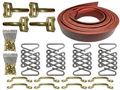 LimeWorks Vintage Hot Rod Hood Strap Brass Kit; Merlot Leather (28-31 Model A, Model AA)