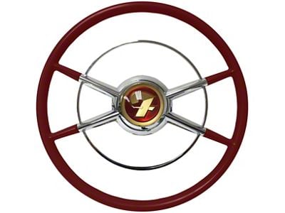 LimeWorks 16-Inch Crestliner Steering Wheel with Banjo Taper and Key Adapter; Red (32-48 Ford Car, Ford Truck)