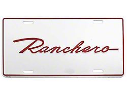 Logo License Plate / White With Red Ranchero