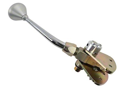 Lokar Ford AOD Floor Mount Shifter with Chrome 8-Inch Single Bend Lever and Mushroom Knob (Universal; Some Adaptation May Be Required)