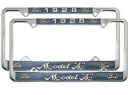 Model A Ford License Plate Frames - White Lettering With Blue Background - Model A Ford 1928