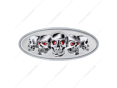 Skull Oval Emblem; Silver and Chrome (Universal; Some Adaptation May Be Required)