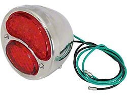 Model A Ford LED Tail Light Assembly - All Red - 6 Volt - Positive Ground - Left - With White License Plate Light