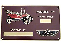 Model T Ford Owner Plate - Brass Finish - Accessory