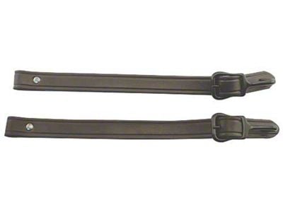 Model T Ford Top To Windshield Straps - Black Leather With Special J Buckles