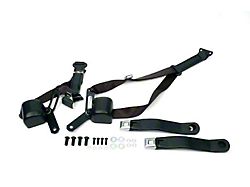 Morris Classic Concepts, Full Size Chevy 3-Point Retractable Front Shoulder Harness Seat Belt Set, For Bench Seat, Chrome Buckle, Black, 1966-1973