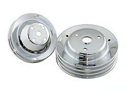 Mr. Gasket Chrome Pulley Set; Upper Double Groove; Lower Triple Groove (69-85 Small Block V8 Corvette C3 & C4)