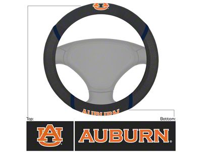 Steering Wheel Cover with Auburn University Logo; Black (Universal; Some Adaptation May Be Required)