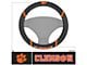 Steering Wheel Cover with Clemson University Tiger Paw Logo; Black (Universal; Some Adaptation May Be Required)