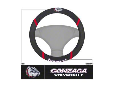 Steering Wheel Cover with Gonzaga University Bulldog Head Logo; Black (Universal; Some Adaptation May Be Required)