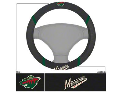 Steering Wheel Cover with Minnesota Wild Logo; Black (Universal; Some Adaptation May Be Required)