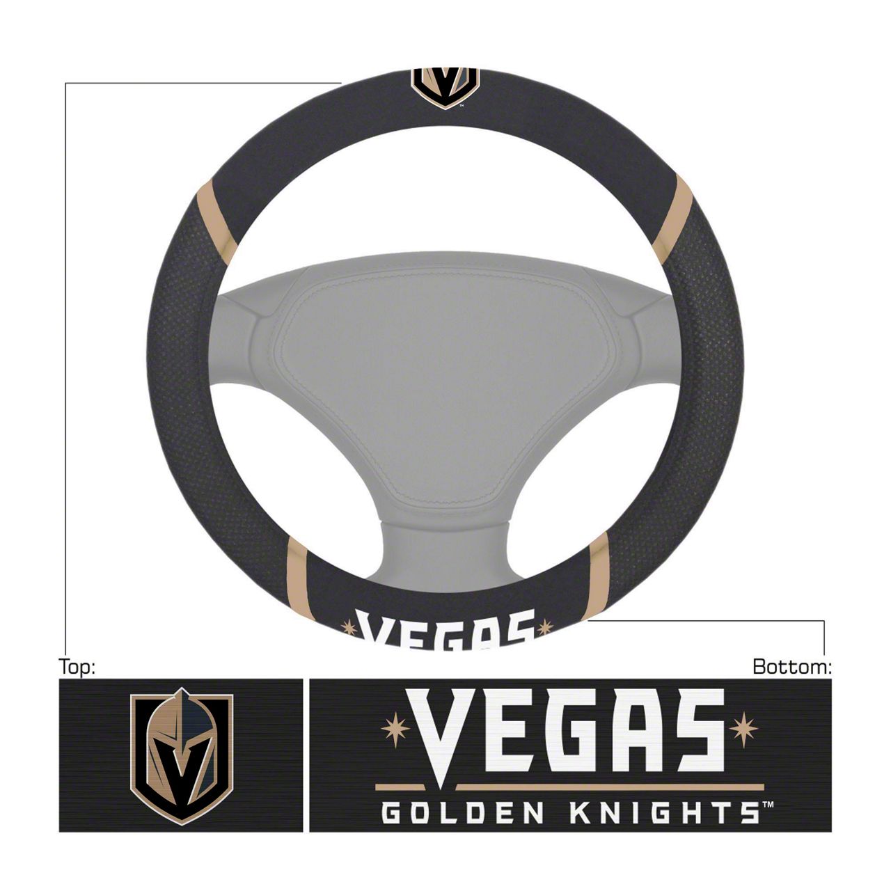 Ecklers Steering Wheel Cover With Vegas Golden Knights Logo Black Universal Some Adaptation